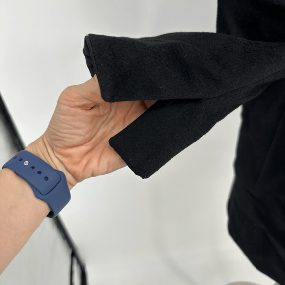 Cinzia Rocca Womens Wool Angora Dress Coat Size S Black Satin Pockets Coquette - Picture 15 of 16